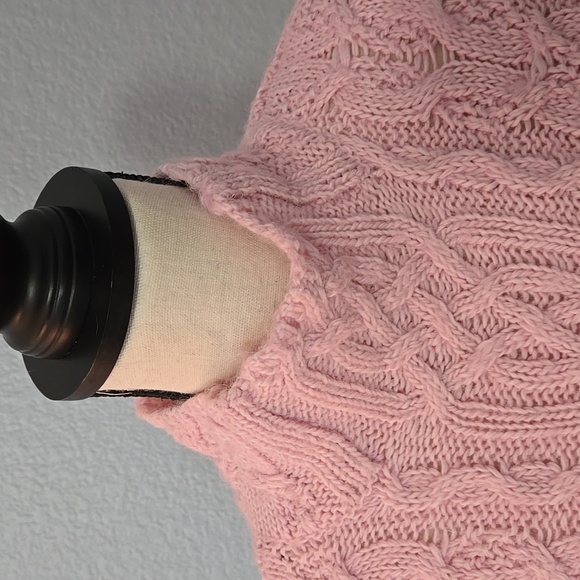 LAUREN RALPH LAUREN Pink Mock Neck Cable Knit Pattern Sweater Sz XL cottagecore - Picture 4 of 12